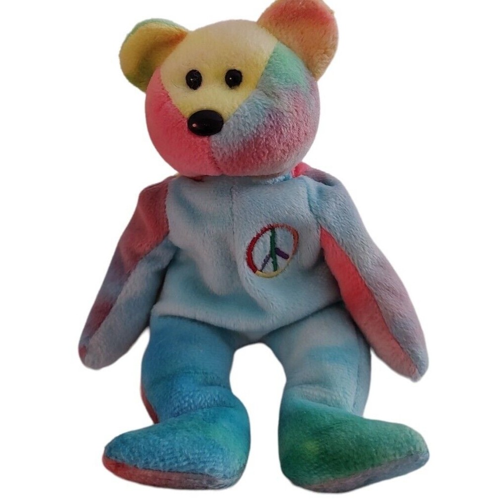 Ty Beanie Baby Peace Bear 1996 NO Ear tag Errors on Tush tag Star Handmade